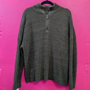 Olive green quarter zip knit sweater XL